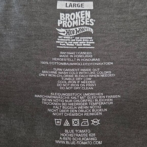 BROKEN PROMISES x Hot Wheels Graphic T-Shirt Black Washed Large - Picture 7 of 7